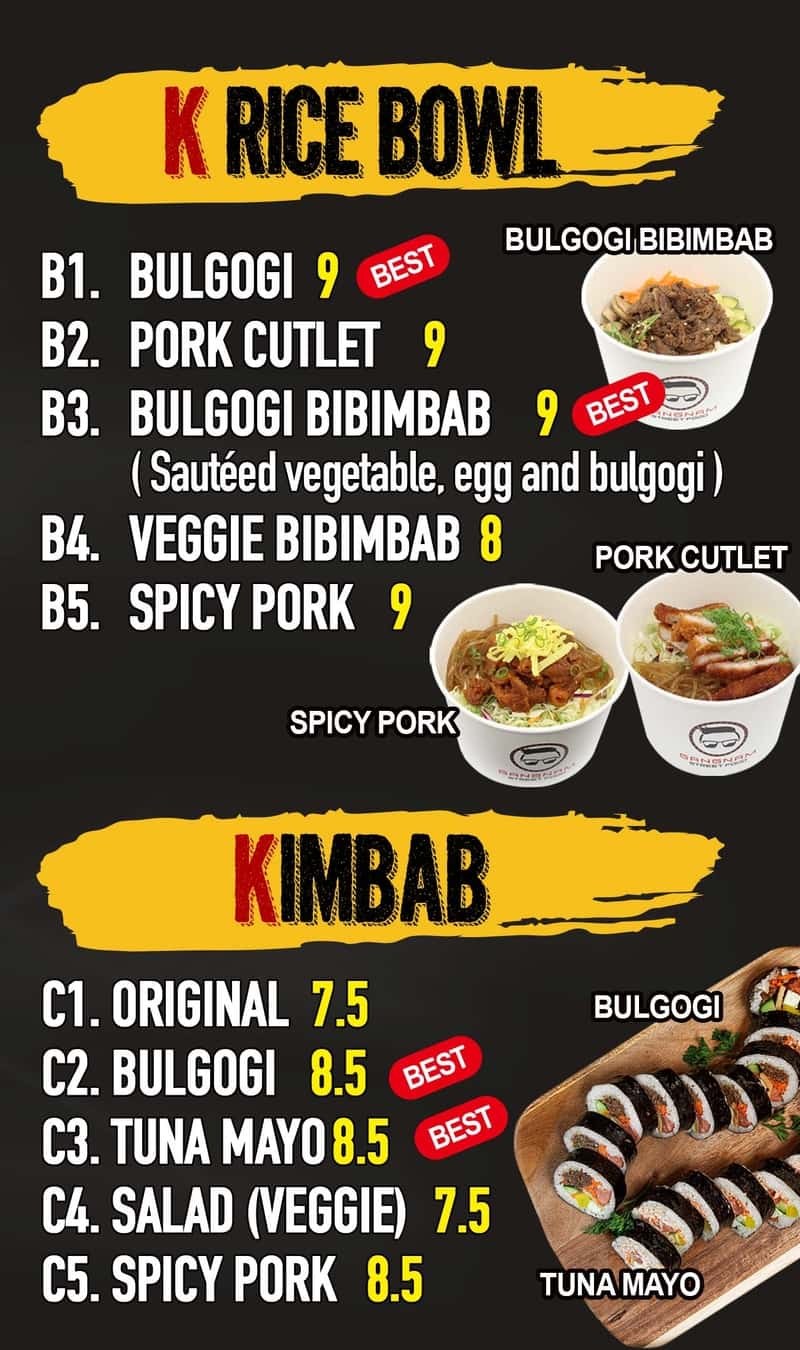 Gangnam & Coco Menu Edmonton Location